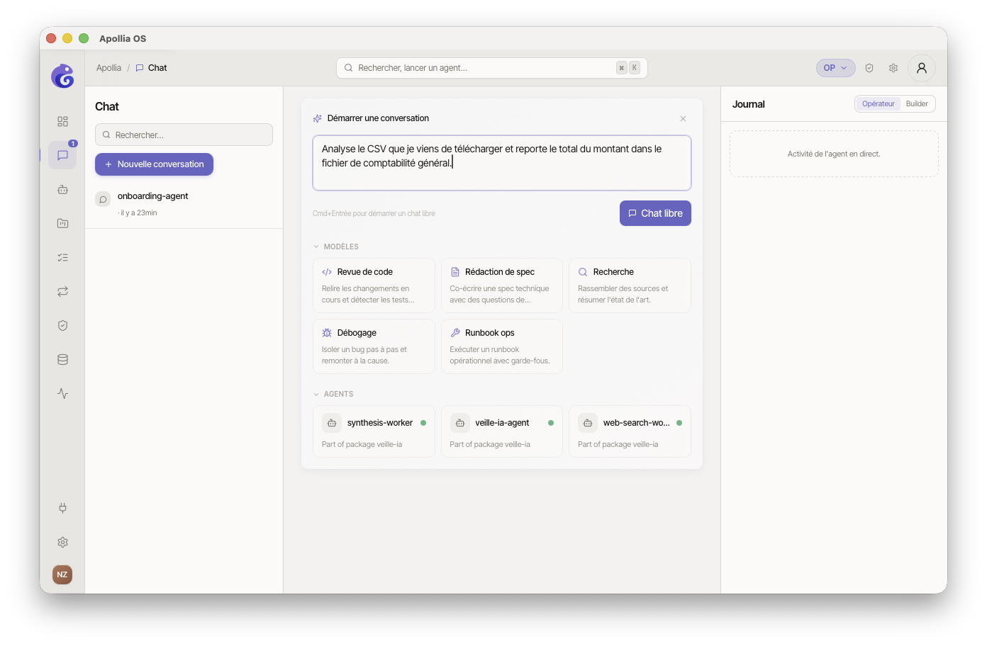 conversation avec un message utilisateur et une réponse IA en cours de streaming, formatage markdown rendu (suite)